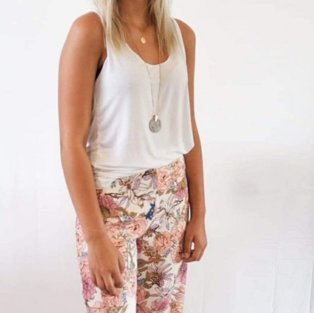 NEW- Abigail Raw Edge White Tank